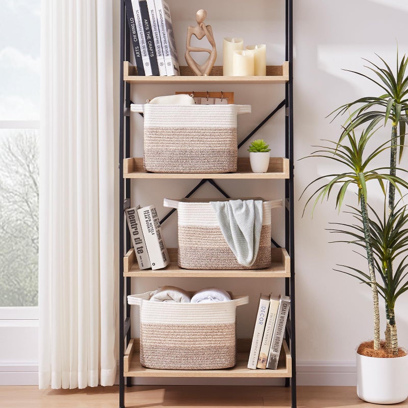 OIASKET Storage Baskets for Organizing  Woven Baskets for Shelves  Rectangle Decorative Organizer for Storage Clothes  Toy  Books  Towels Nursery Bins 3 Pack (Gradient Yellow) - Image 3
